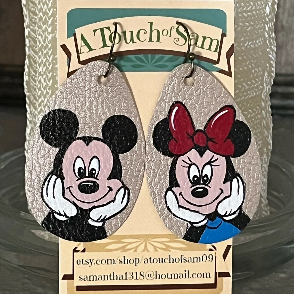 HAND PAINTED Unique Cartoon earrings!! - Picture 2 of 6